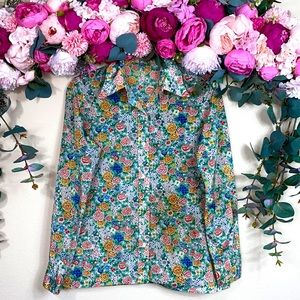 •vintage• Floral BURST Button Blouse {lady manhattan} [peonies forget me nots|